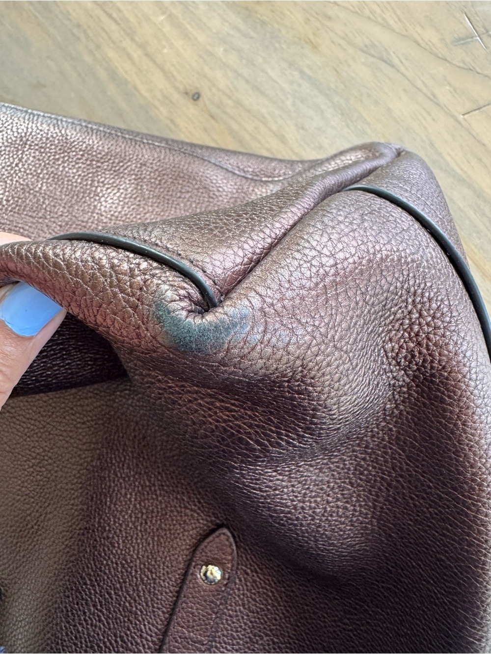 Coach Pebbled Leather Market Tote Bag in Burgundy - Picture 12 of 13